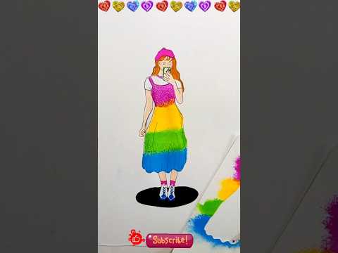 Rainbow Dress Painting Shorts Satisfying Art Painting Youtubeshorts Viral