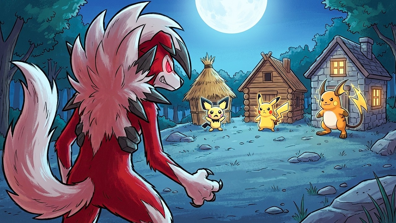 Lycanroc Attacks! Straw, Wood, or Stone: Which House Will Win? | Pokémon Bedtime Story for Kids