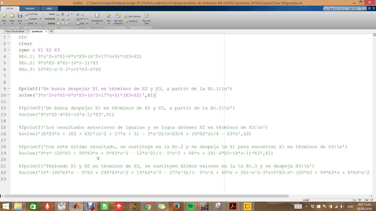 Despeje de ecuaciones con Matlab - YouTube