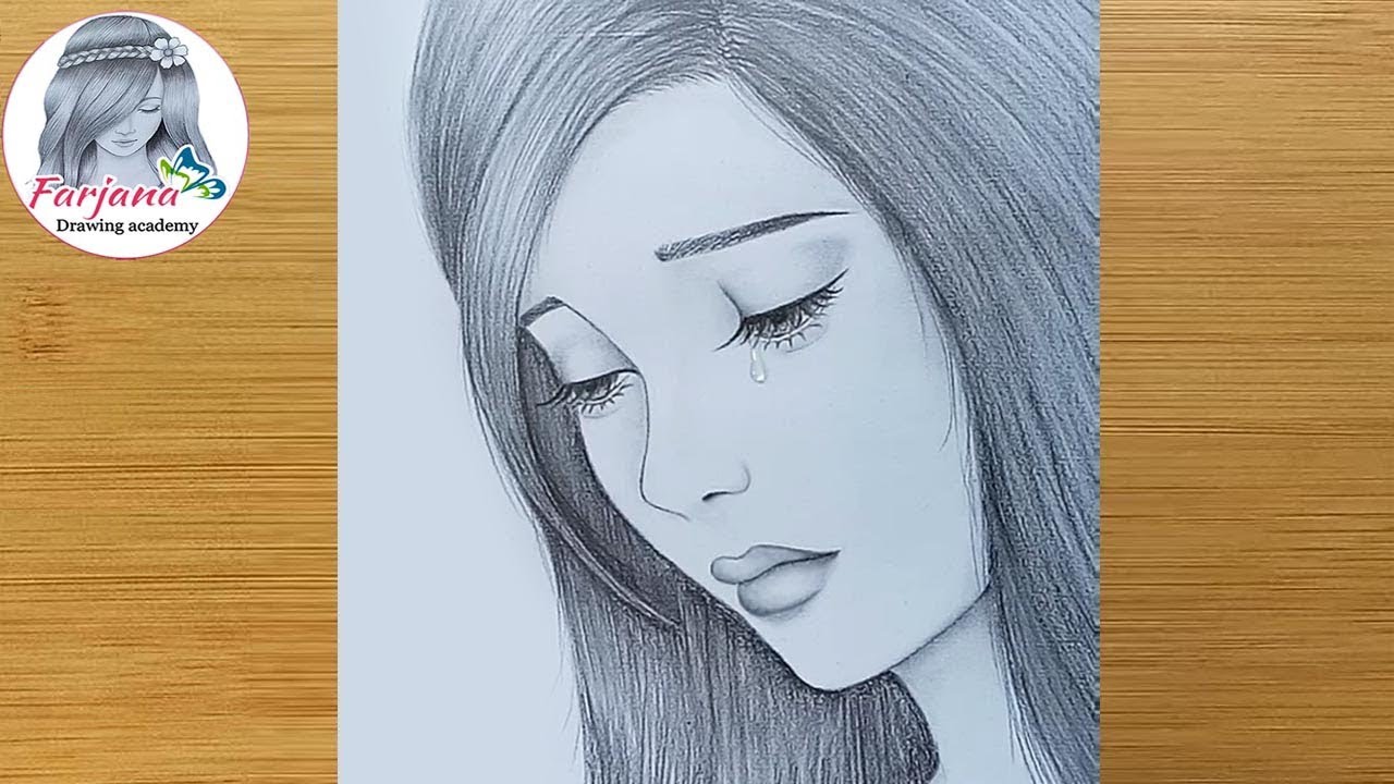 How to draw a sad girl for beginners || Face drawing|| Pencil ...