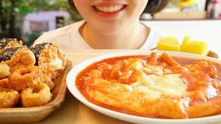 [ENG SUB] ASMR 신전떡볶이와 바삭한 튀김, 치즈 김밥 먹방 / Shinjeon Tteokbokki, crispy fried food, cheese gimbap