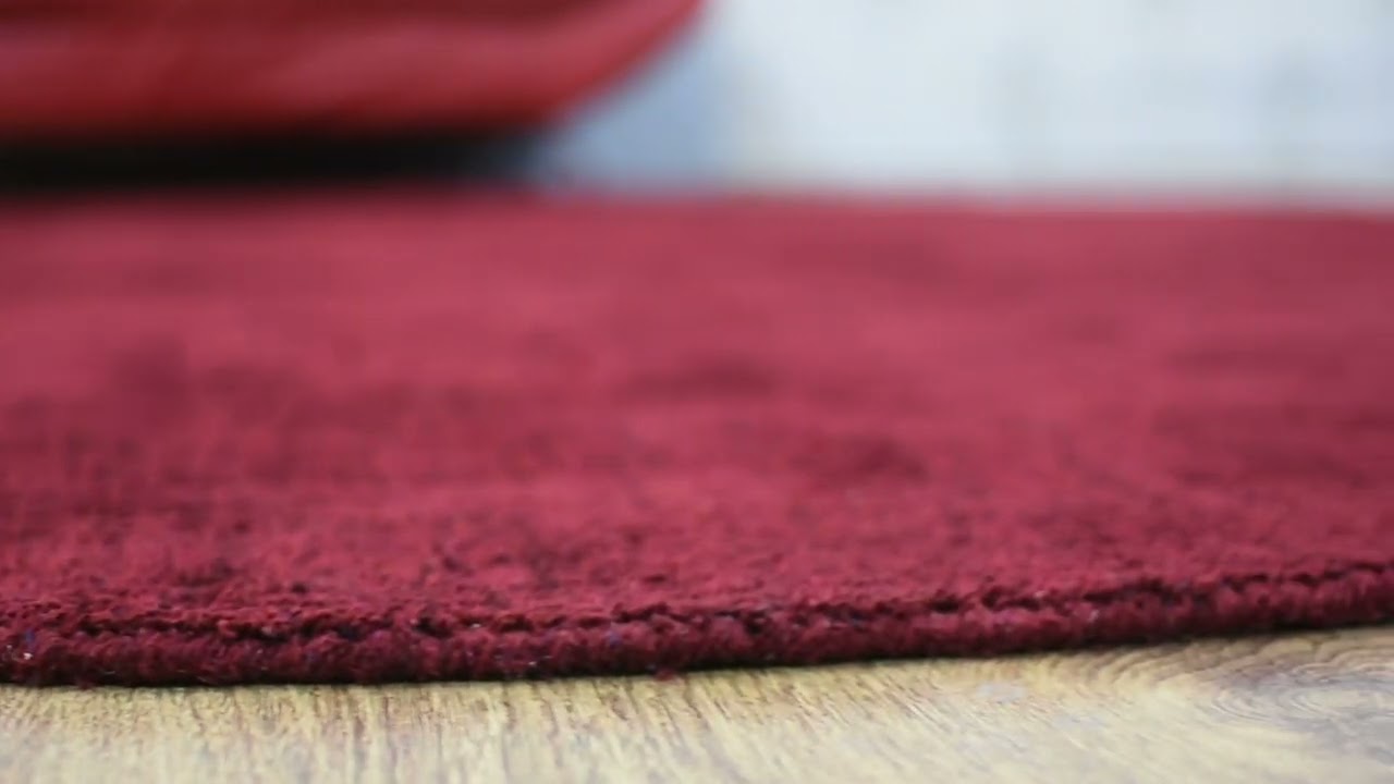 Hand Knotted Loom Silk Mix 10'x10' Round Area Rug Solid Red LSM111