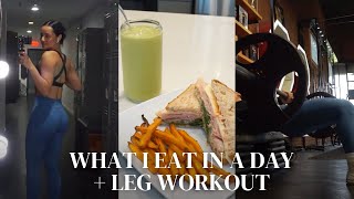 REALISTIC WHAT I EAT IN A DAY + FULL LEG WORKOUT | full meals, building muscle, hamstrings + glutes