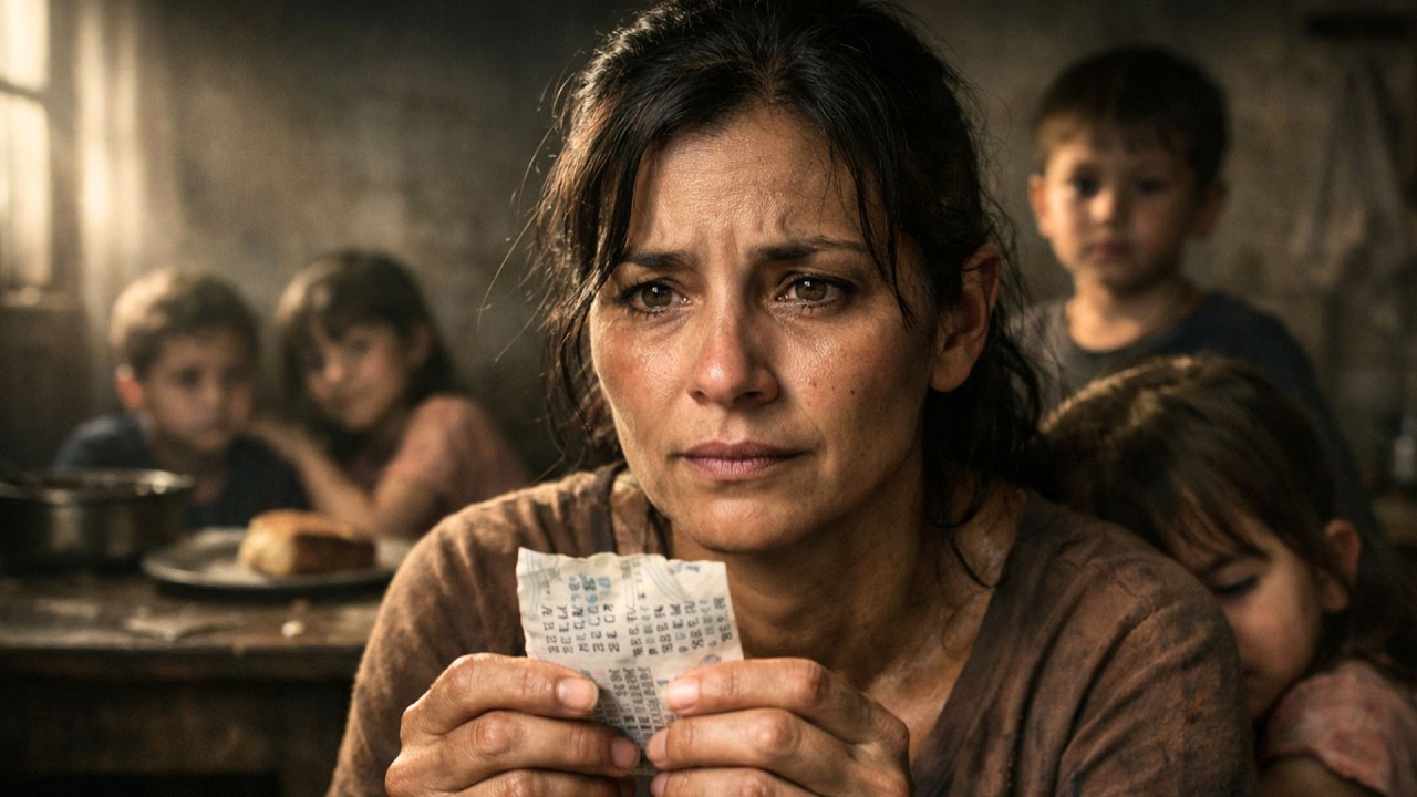 Viúva vivia em miseria com seus filhos até Encontrar um Bilhete Premiado de Loteria... e tudo muda..