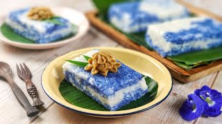 Pulut Tatal (Blue Glutinous Rice Cake) | Kaya Kuih | Nyonya Kuih 💙 藍花咖椰糯米糕 | 咖椰糕 [My Lovely Recipes]