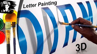 Painting 3D Lettering Handwriting in English Creative Bend Font Design - key of arts