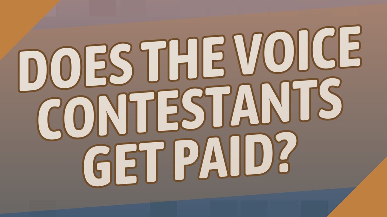Does the Voice contestants get paid? - YouTube