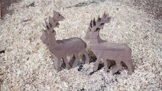 Rehntier Cnc Gefräst In Wallnuss Holz Rasch-Design.com Werbung