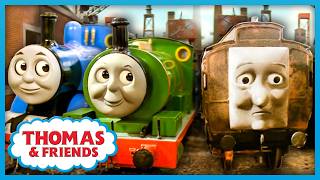 thomas percy en oude langzame coach thomas de stoomlocomotief
