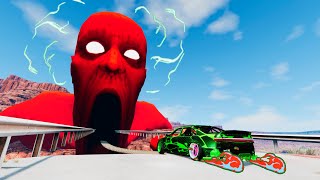 Street Tuned Сar VS Dangerous Bridge | Escape From The Shy Guy (SCP-096) | Car Ride Beamng Drive #57