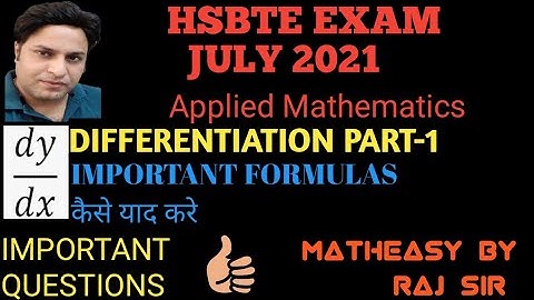 Mathematics-II Differentiation part - 1 for HSBTE DIPLOMA STUDENT #ANNUALPATTERN HSBTE EXAM 2021