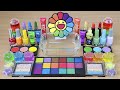 RAINBOW SLIME Mixing makeup and glitter into Clear Slime Satisfying Slime Videos