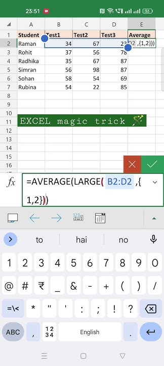how-to-find-average-of-top-two-scores-of-students-marks-in-excel-l