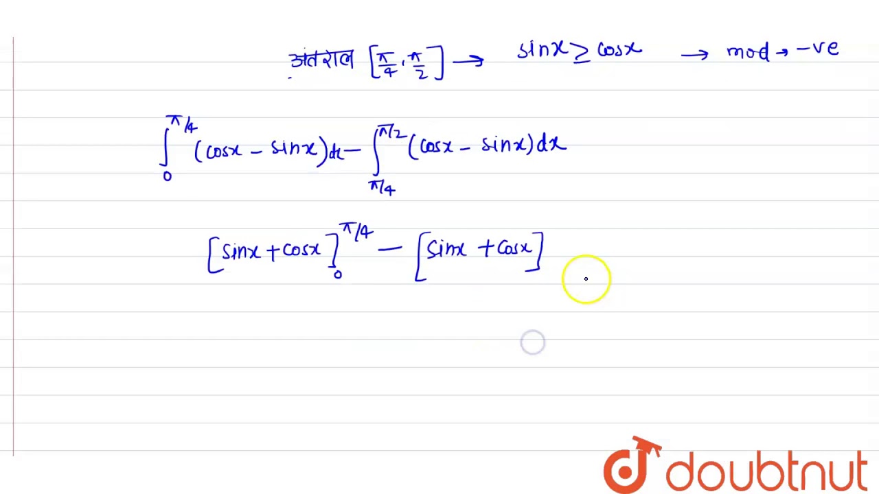 The value of the integral ` int _(0)^(pi//2) cos x sin