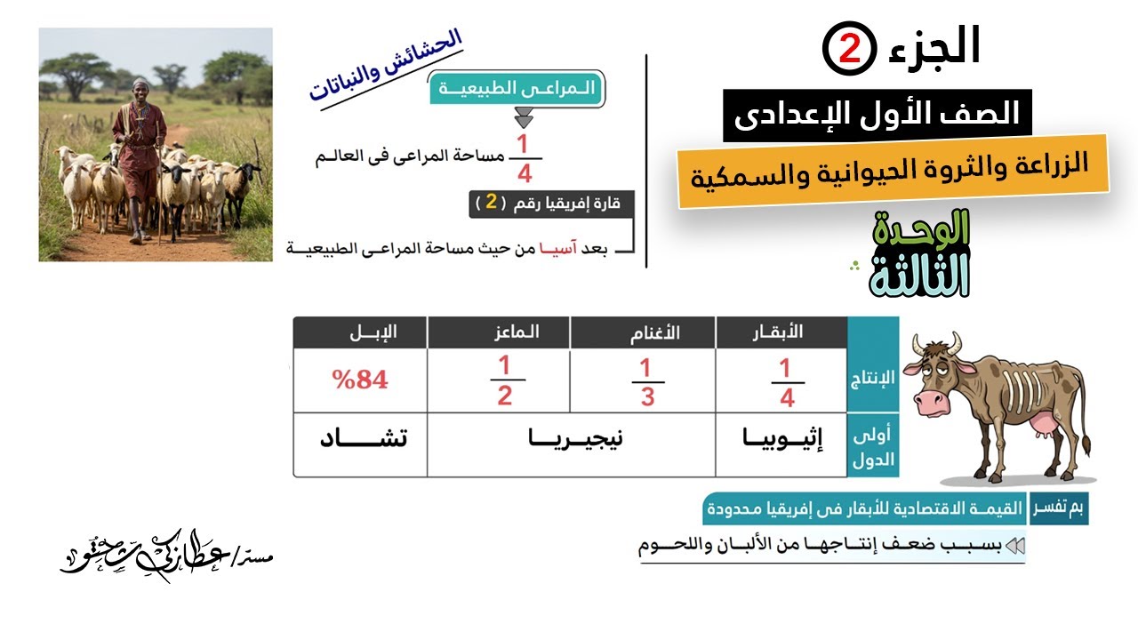 الزراعة والثروة الحيوانية والسمكية فى افريقيا الجزء الثانى | اولى اعدادى
