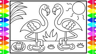 flamingo coloring drawing draw pages fun step