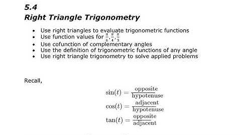 MATH&142 Section 5.4 Right Triangle Trigonometry