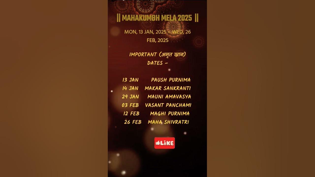 Mahakumbh prayagraj sahi snan dates 2025 mahakumbh mahakumbh2025 