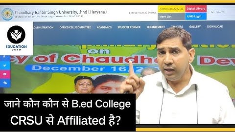 CRSU JIND AFFILIATED B.ED and M.ed COLLEGE LIST/Chaudhary Ranbir Singh University Approved colleges