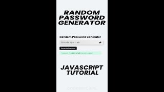 Random Password Generator with Javascript | Codingscape #shorts