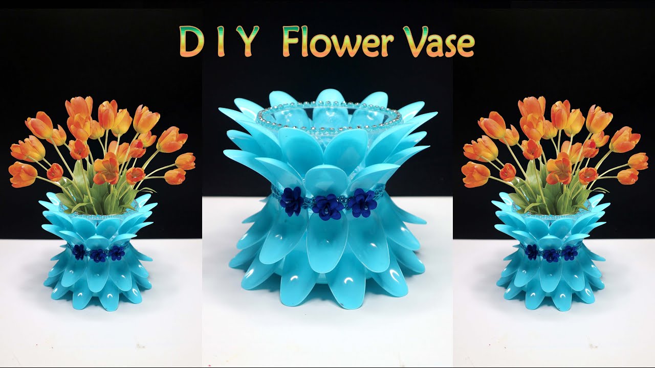  Vas  bunga  cantik dari  sendok  plastik  bekas Flower Vase 