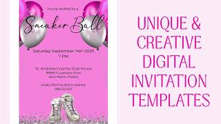 Pink Sneaker Ball party invitation template, Sneaker ball invite,sneaker theme birthday party invite