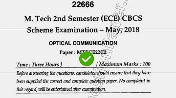 2018 Mdu MTech ECE 2nd Sem CBCS Scheme Optical Communication Question Paper