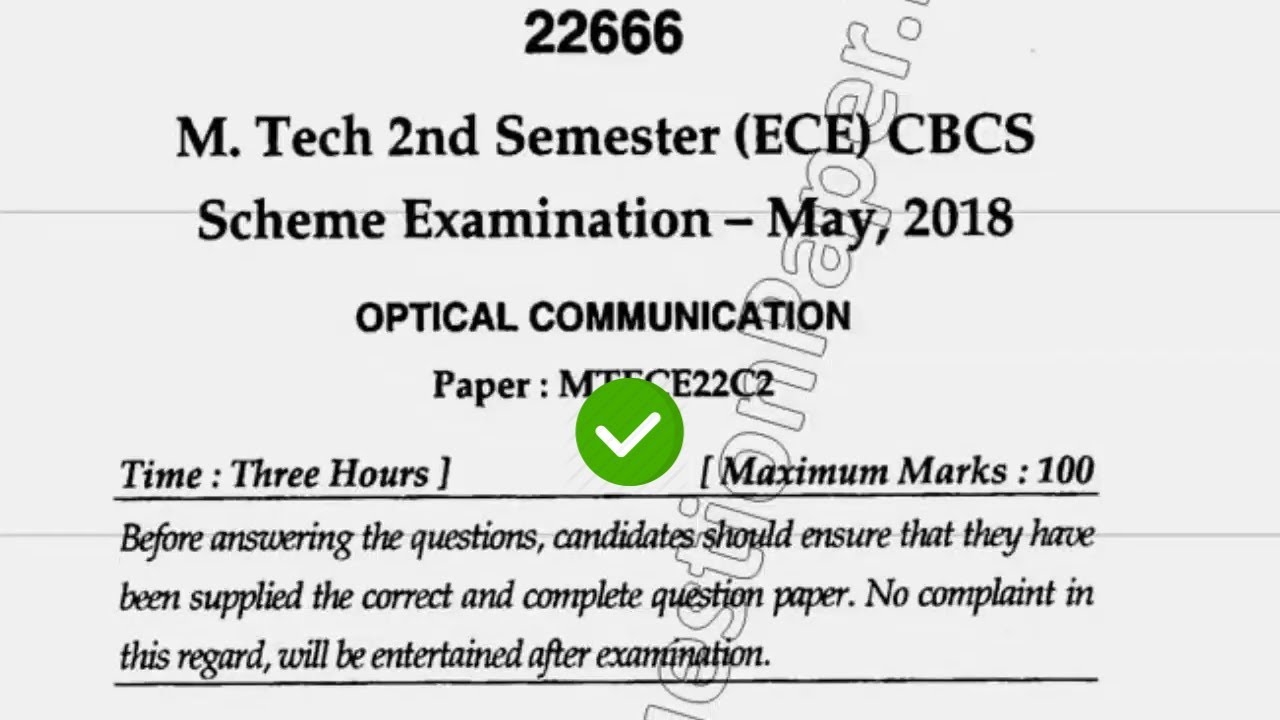 2018 Mdu MTech ECE 2nd Sem CBCS Scheme Optical Communication Question ...