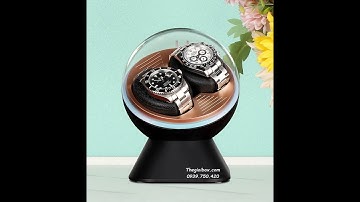 Hộp Để Đồng Hồ Cơ 2 Ngăn Xoay Có Đèn LED Nắp Acrylic Trong Suốt - CO2T