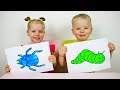 Gaby and Alex learn colors and names of fruits. Educational video compilation for Children