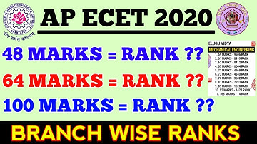 AP ECET 2020 EXAM MARKS = RANK ?? BRANCH WISE RANK DETAILS || ESTIMATE YOUR AP ECET 2020 RANK ||