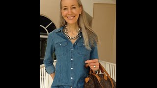 Video) Classic Fashion Over 40/Beige and White Jeans Outfit With a Louis  Vuitton Damier Azur Bandouliere Speedy 30 – JLJ Back To  Classic/