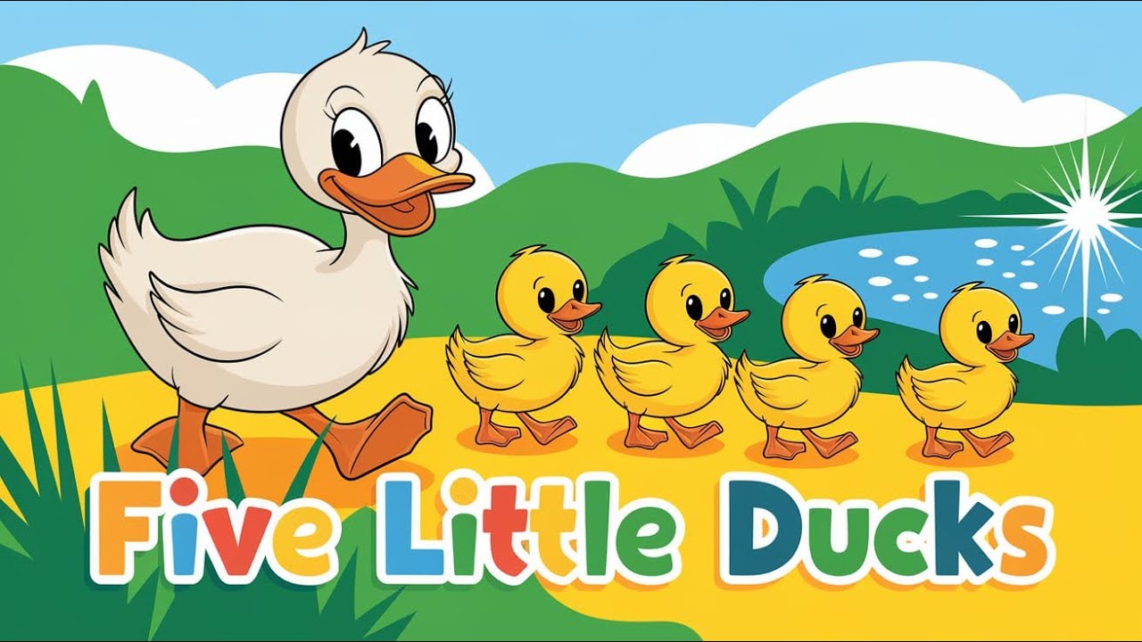 Пять маленьких утят — Анимационный музыкальный клип для детей — Веселая детская песенка