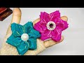 187) How to make kanzashi flower || Cara membuat bros bunga organdi || sewing hacks