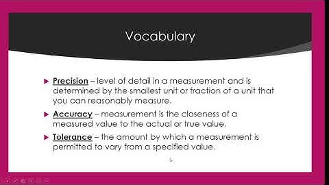 Precision, Accuracy and Tolerance