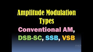 Amplitude Modulation Techniques (AM, DSB-SC, SSB, VSB)/Double Sideband, Single Sideband, Vestigial