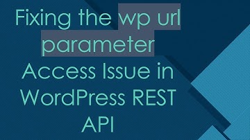 Fixing the wp url parameter Access Issue in WordPress REST API