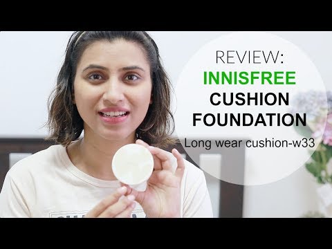 Innisfree cushion foundation- long wear foundation I W33 I review, swatch, demo I indian brown skin