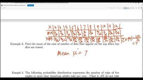Video 2: Mean and Variance of a Discrete Probability Distribution