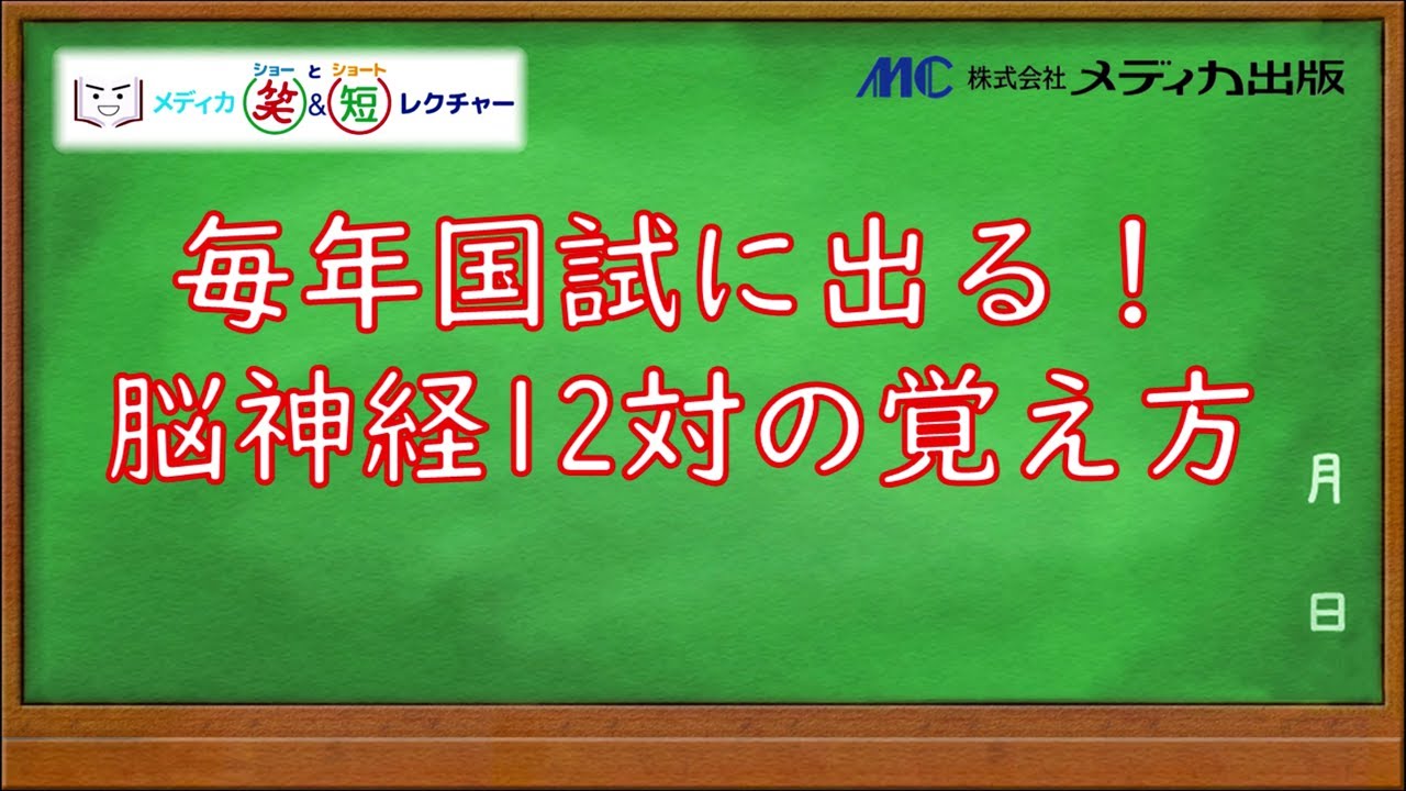 毎年国試に出る 脳神経12対の覚え方 メディカ笑 短レクチャー 看護師国試合格応援団 メディカ出版 Youtube 毎年国試に出る 脳神経12対の覚え方 メディカ笑 短レクチャー 看護師国試合格応援団 メディカ出版 Youtube