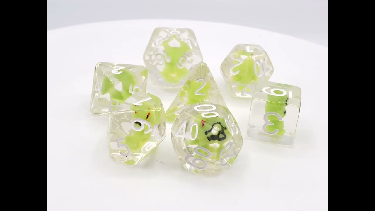 Old School 7 Piece DnD RPG Dice Set: Animal Kingdom - Froggy Time