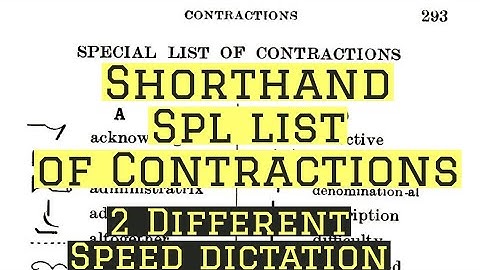 Shorthand Special List Of Contractions Dictation 2 Different Speed Steno Dictation