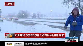 A look at South Bend road conditions as snow system moves east