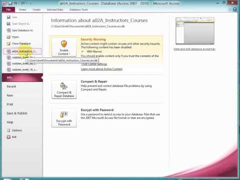 Resolving security warnings and renaming tables - Activity 2.02