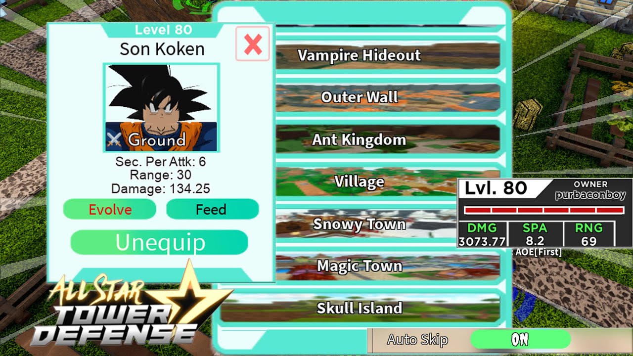 Level 80 Son Koken (Goten) in Story Mode | 3 Star Unit Showcase | Roblox All Star Tower Defense