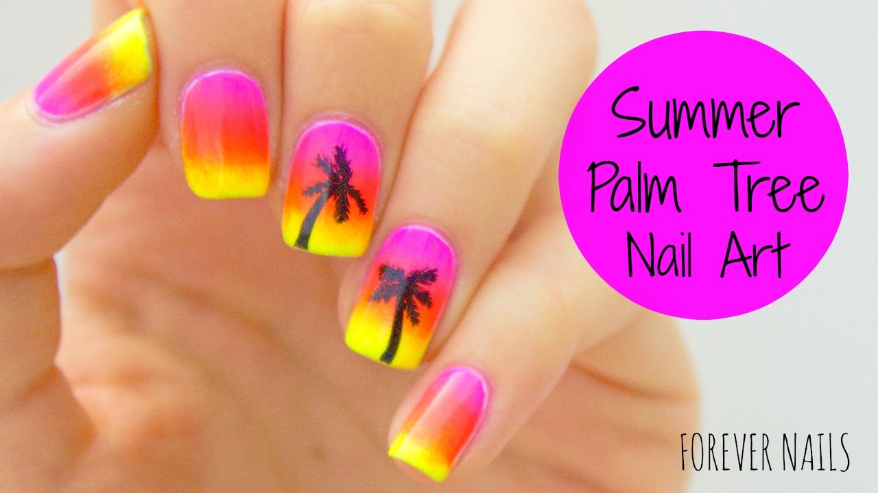 4. Beachy Palm Tree Nail Art - wide 3