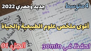 ملخص شامل في مادة العلوم الطبيعية والحياة للسنة الرابعة متوسط الجيل الثاني 2022 الجزء 01
