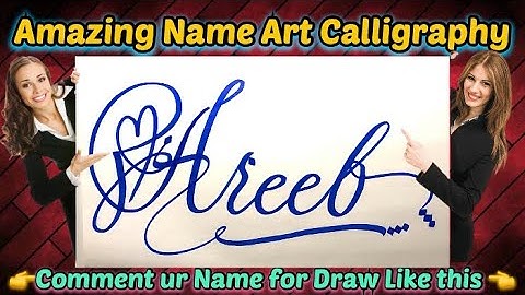 Areeb Name Signature Calligraphy Status | How to Draw, Cursive Calligraphy with Cut Marker