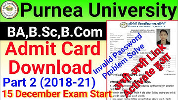 purnea University part 2 Admit Card Download 2020 || Purnea University part 2 Exam Date 2020