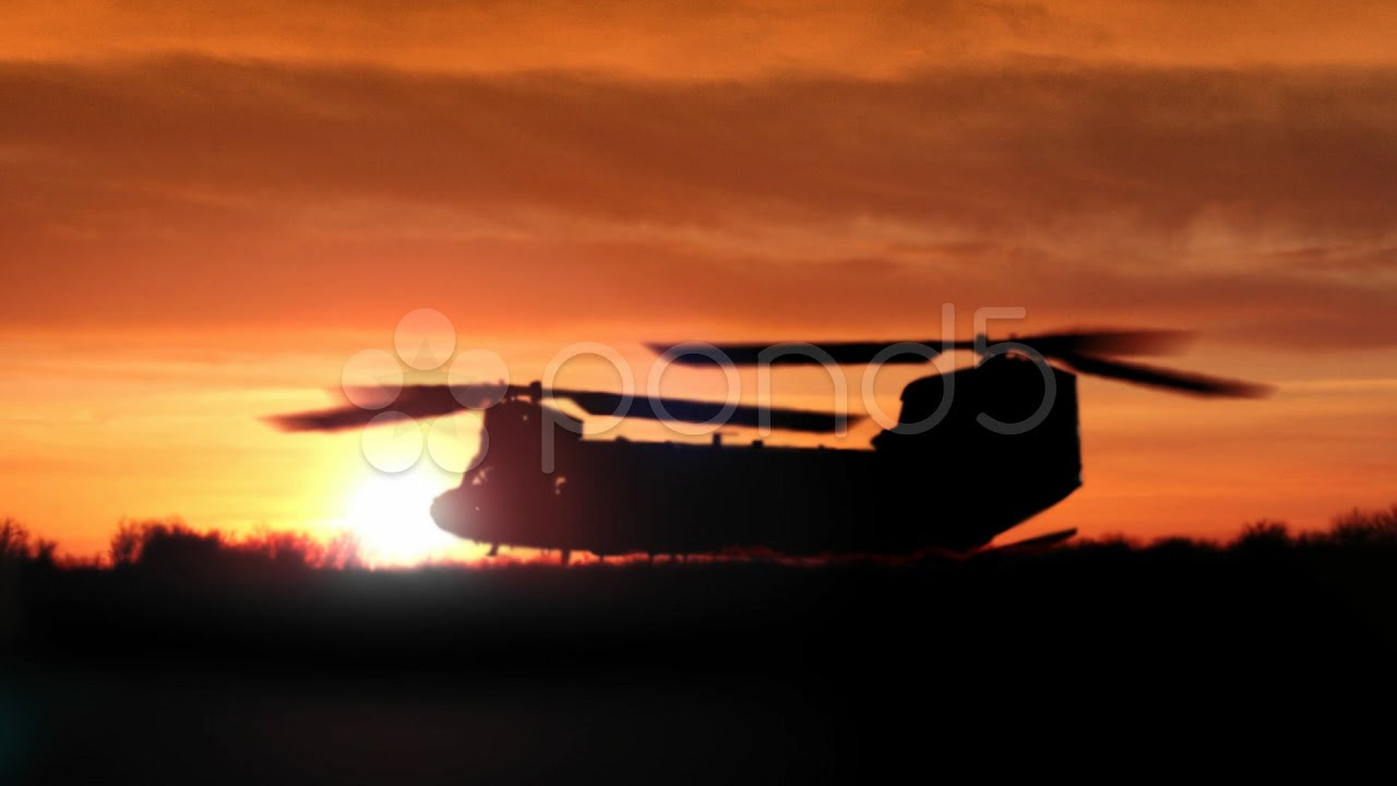 Chinook Twin-Blade Helicopter Lifts Off. Stock Footage